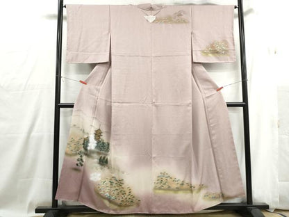 平和屋着物■訪問着　風景樹林文　暈し染め　金彩　正絹　逸品　DABG4926qa