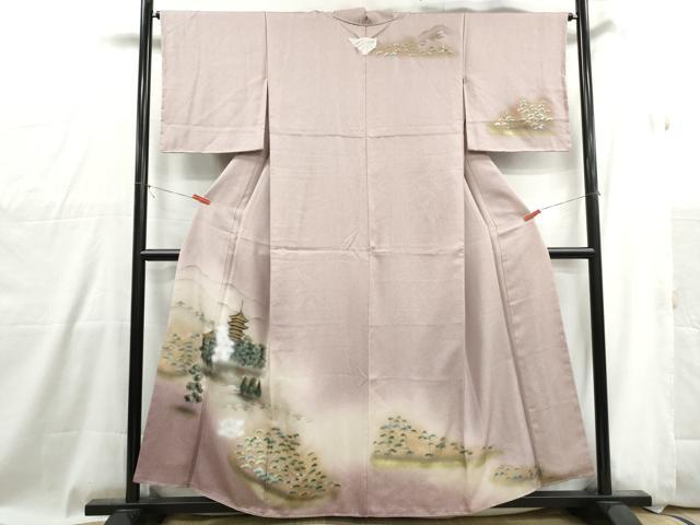 平和屋着物■訪問着　風景樹林文　暈し染め　金彩　正絹　逸品　DABG4926qa