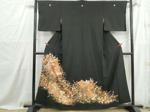平和屋着物■豪華黒留袖　几帳花松文　金彩　正絹　逸品　DABG4931qa