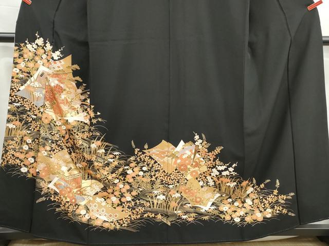 平和屋着物■豪華黒留袖　几帳花松文　金彩　正絹　逸品　DABG4931qa