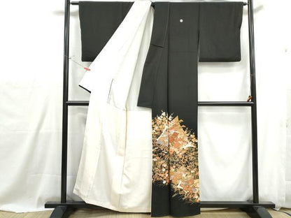 平和屋着物■豪華黒留袖　几帳花松文　金彩　正絹　逸品　DABG4931qa