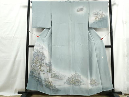 平和屋着物■訪問着　作家物　風景樹林文　暈し染め　金彩　正絹　逸品　DABG4934qa