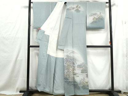 平和屋着物■訪問着　作家物　風景樹林文　暈し染め　金彩　正絹　逸品　DABG4934qa