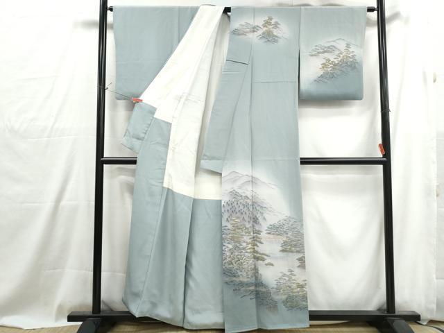 平和屋着物■訪問着　作家物　風景樹林文　暈し染め　金彩　正絹　逸品　DABG4934qa