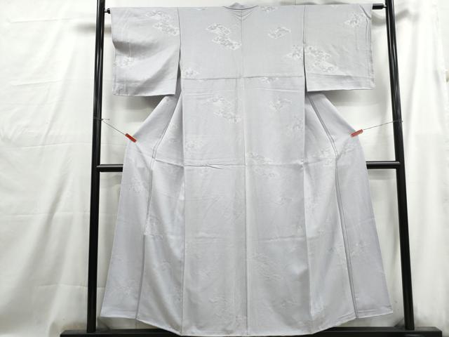 平和屋着物■上質な色無地　風景花地紋　薄雲鼠色　正絹　逸品　DABG4939qa