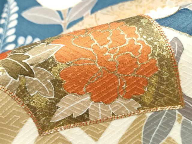 平和屋着物■訪問着　駒刺繍　地紙枝花文　暈し染め　金彩　正絹　逸品　DABG4943qa