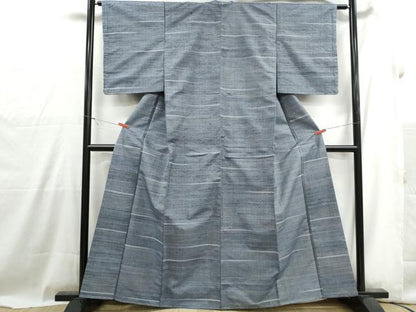 平和屋着物■上質な紬　横段文　正絹　逸品　DABG4982qa