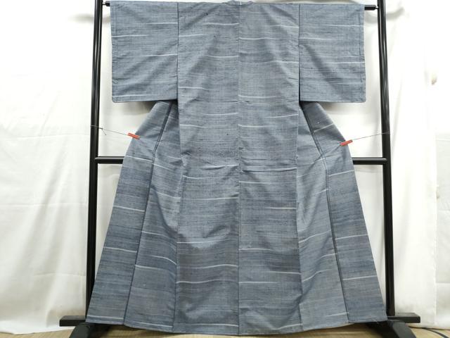 平和屋着物■上質な紬　横段文　正絹　逸品　DABG4982qa