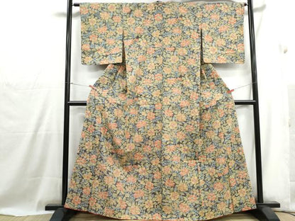 平和屋着物■本場染大島紬　枝花尽くし　正絹　逸品　DABG4987qa