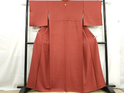 平和屋着物■上質な色無地　霞地紋　紅海老茶色　正絹　逸品　DABG4991qa