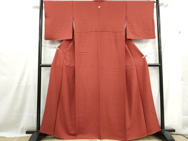 平和屋着物■上質な色無地　霞地紋　紅海老茶色　正絹　逸品　DABG4991qa