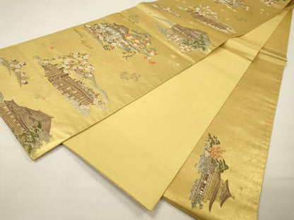 平和屋本店●六通柄袋帯　京洛絵文　本金箔　金泥箔　正絹　逸品　DABG5058fe