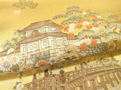 平和屋本店●六通柄袋帯　京洛絵文　本金箔　金泥箔　正絹　逸品　DABG5058fe