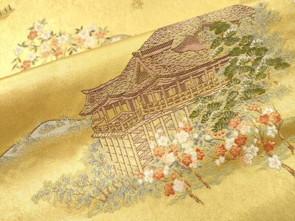 平和屋本店●六通柄袋帯　京洛絵文　本金箔　金泥箔　正絹　逸品　DABG5058fe