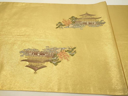 平和屋本店●六通柄袋帯　京洛絵文　本金箔　金泥箔　正絹　逸品　DABG5058fe