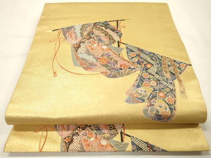 平和屋本店●太鼓柄袋帯　名品シリーズ　王室衣裳　本金箔　金泥箔　正絹　逸品　DABG5063fe