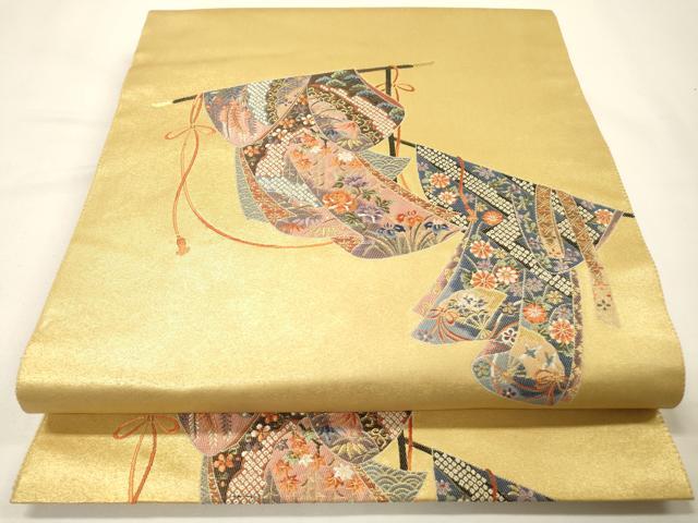 平和屋本店●太鼓柄袋帯　名品シリーズ　王室衣裳　本金箔　金泥箔　正絹　逸品　DABG5063fe