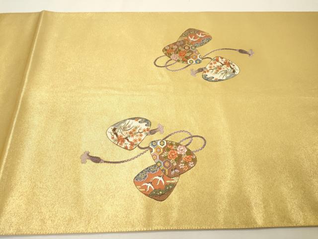 平和屋本店●太鼓柄袋帯　名品シリーズ　王室衣裳　本金箔　金泥箔　正絹　逸品　DABG5063fe