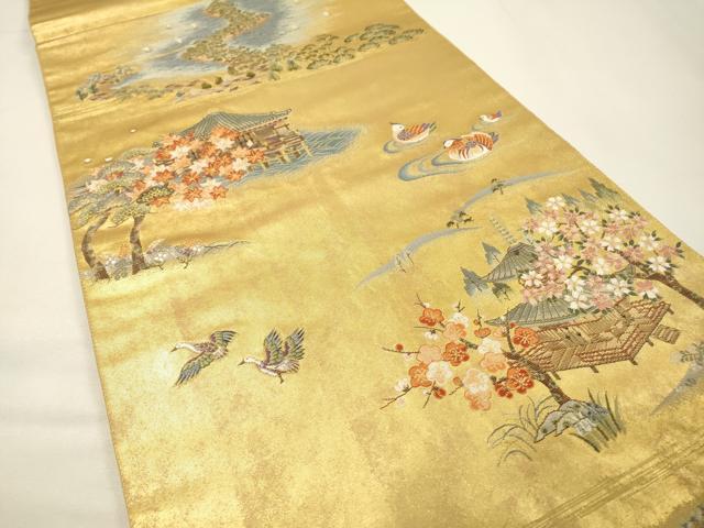 平和屋本店●六通柄袋帯　唐織　天の橋立絵文　本金箔　金泥箔　正絹　逸品　DABG5066fe