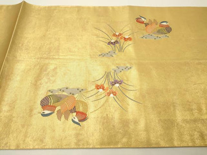平和屋本店●六通柄袋帯　唐織　天の橋立絵文　本金箔　金泥箔　正絹　逸品　DABG5066fe