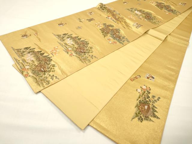 平和屋本店●六通柄袋帯　おしん物語絵巻文　本金箔　金泥箔　正絹　逸品　DABG5067fe