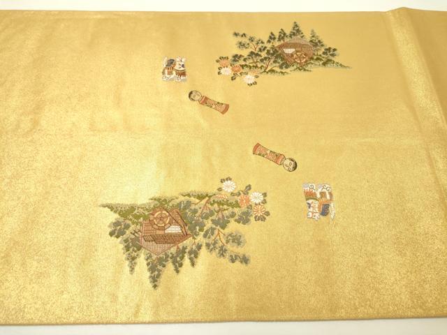 平和屋本店●六通柄袋帯　おしん物語絵巻文　本金箔　金泥箔　正絹　逸品　DABG5067fe
