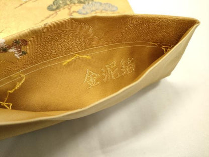 平和屋本店●六通柄袋帯　唐織　伊勢物語絵巻　本金箔　金泥箔　正絹　逸品　DABG5068fe