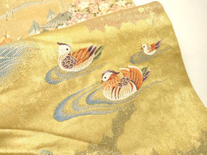 平和屋本店●太鼓柄袋帯　唐織　日本名勝絵文　桃山　障碧箔　本金箔　金泥箔　正絹　逸品　DABG5074fe