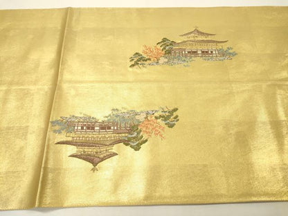 平和屋本店●太鼓柄袋帯　唐織　日本名勝絵文　桃山　障碧箔　本金箔　金泥箔　正絹　逸品　DABG5074fe