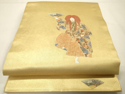 平和屋本店●太鼓柄袋帯　能　本金箔　金泥箔　正絹　逸品　DABG5075fe