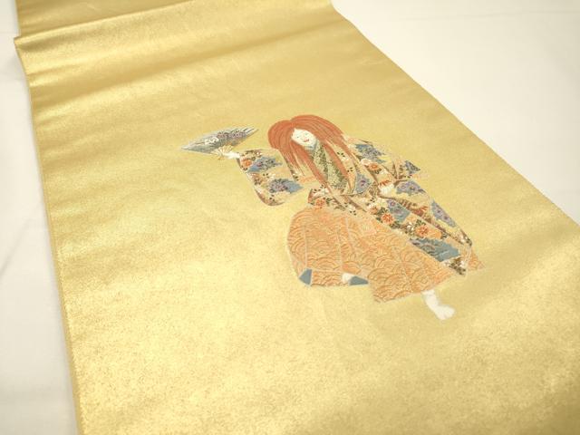 平和屋本店●太鼓柄袋帯　能　本金箔　金泥箔　正絹　逸品　DABG5075fe