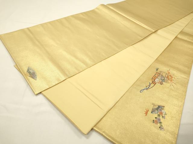 平和屋本店●太鼓柄袋帯　能　本金箔　金泥箔　正絹　逸品　DABG5075fe