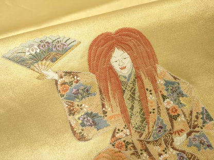 平和屋本店●太鼓柄袋帯　能　本金箔　金泥箔　正絹　逸品　DABG5075fe