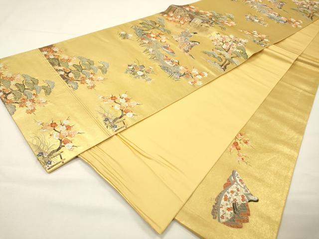 平和屋本店●六通柄袋帯　唐織　春日の里絵文　本金箔　金泥箔　正絹　逸品　DABG5082fe