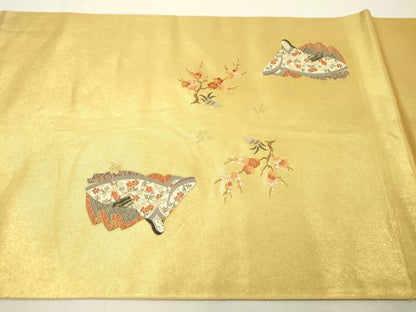 平和屋本店●六通柄袋帯　唐織　春日の里絵文　本金箔　金泥箔　正絹　逸品　DABG5082fe