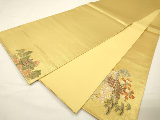 平和屋本店●太鼓柄袋帯　唐織　保津峡絵文　本金箔　金泥箔　正絹　逸品　未使用　DABG5084fe