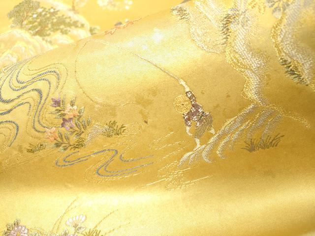 平和屋本店●太鼓柄袋帯　唐織　保津峡絵文　本金箔　金泥箔　正絹　逸品　未使用　DABG5084fe