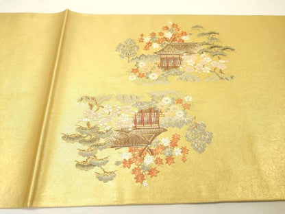 平和屋本店●太鼓柄袋帯　唐織　保津峡絵文　本金箔　金泥箔　正絹　逸品　未使用　DABG5084fe