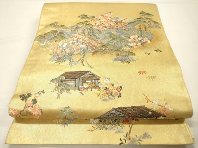 平和屋本店●六通柄袋帯　唐織　一休庵好絵文　本金箔　金泥箔　正絹　逸品　DABG5085fe
