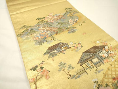 平和屋本店●六通柄袋帯　唐織　一休庵好絵文　本金箔　金泥箔　正絹　逸品　DABG5085fe