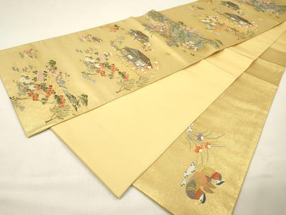 平和屋本店●六通柄袋帯　唐織　一休庵好絵文　本金箔　金泥箔　正絹　逸品　DABG5085fe