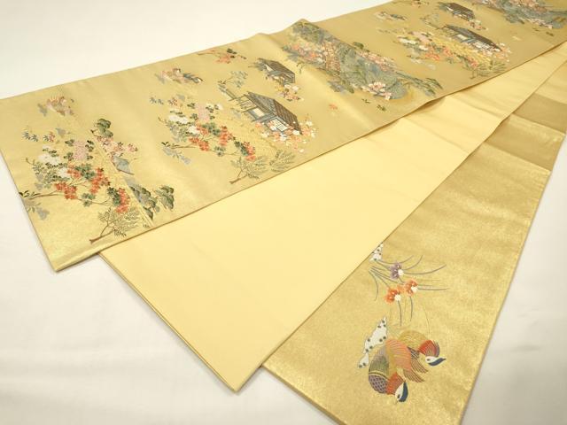 平和屋本店●六通柄袋帯　唐織　一休庵好絵文　本金箔　金泥箔　正絹　逸品　DABG5085fe