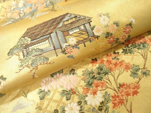平和屋本店●六通柄袋帯　唐織　一休庵好絵文　本金箔　金泥箔　正絹　逸品　DABG5085fe