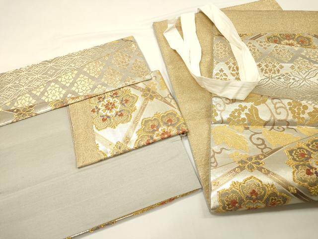 平和屋本店▼つけ帯　正倉院天井花文　金彩正倉院　正絹　逸品　DABG5129fe