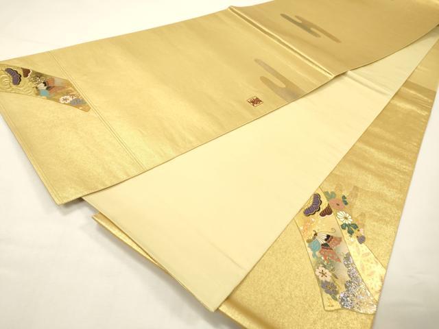 平和屋本店●工芸作家集団　葛実　袋帯　螺鈿　鴛鴦孔雀花文　本金箔　金泥箔　正絹　逸品　DABG5146fe