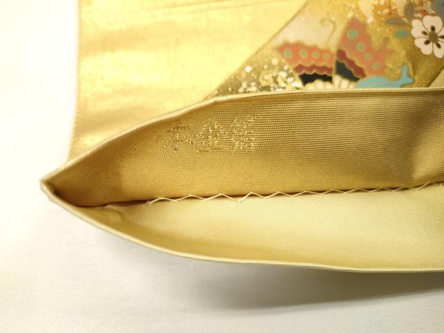 平和屋本店●工芸作家集団　葛実　袋帯　螺鈿　鴛鴦孔雀花文　本金箔　金泥箔　正絹　逸品　DABG5146fe