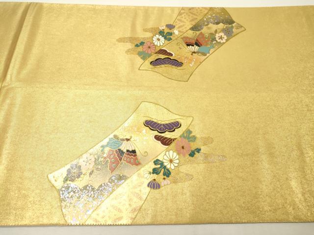 平和屋本店●工芸作家集団　葛実　袋帯　螺鈿　鴛鴦孔雀花文　本金箔　金泥箔　正絹　逸品　DABG5146fe