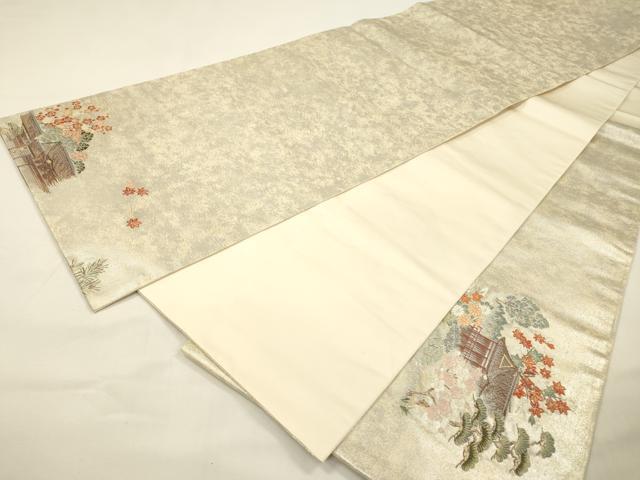 平和屋本店●太鼓柄袋帯　唐織　東照宮絵文　本金箔　白金泥箔　正絹　逸品　DABG5194fe