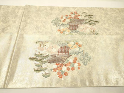 平和屋本店●太鼓柄袋帯　唐織　東照宮絵文　本金箔　白金泥箔　正絹　逸品　DABG5194fe
