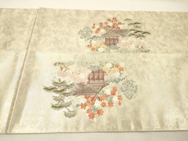 平和屋本店●太鼓柄袋帯　唐織　東照宮絵文　本金箔　白金泥箔　正絹　逸品　DABG5194fe